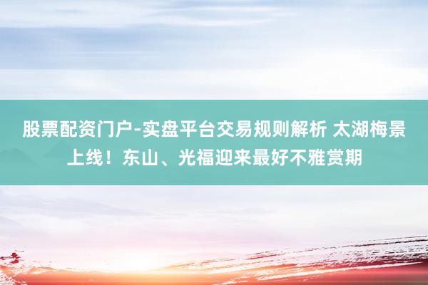 股票配资门户-实盘平台交易规则解析 太湖梅景上线！东山、光福迎来最好不雅赏期